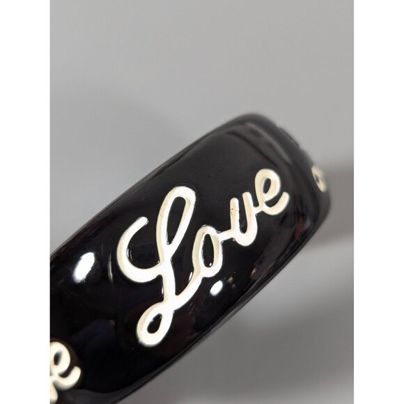 Chunky Black Bangle Bracelet LOVE Script 8.5" Retro Bold - Picture 7 of 9